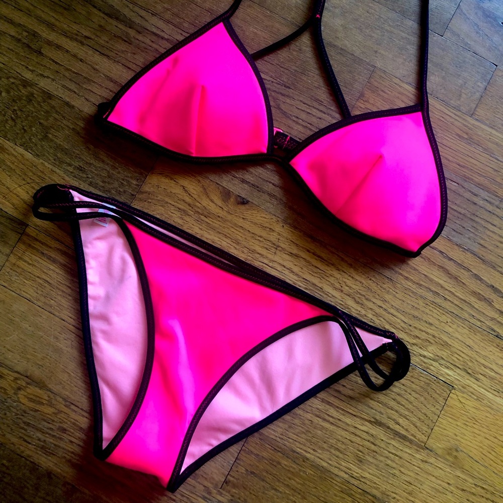 Victoria secret triangle bikini hot pink